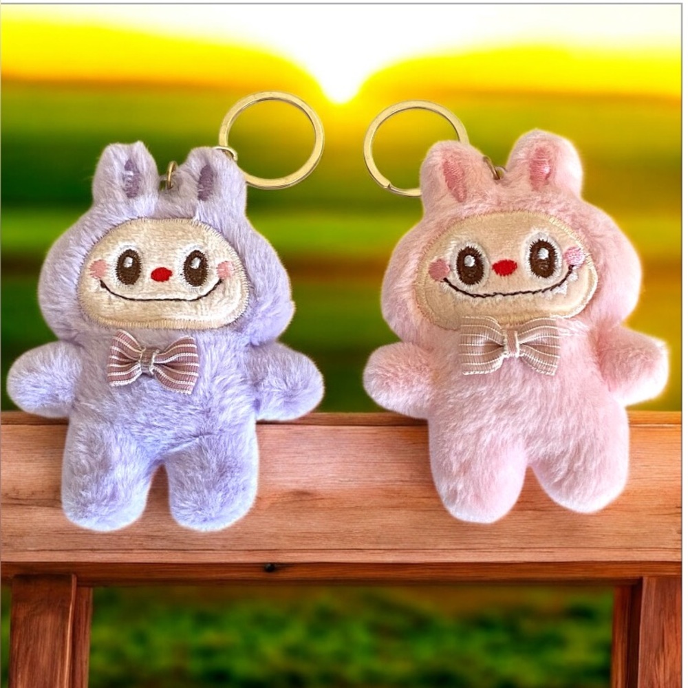 🐭 SALE! Monster character Pink or blue Plush Keychain bag charm choice of 1